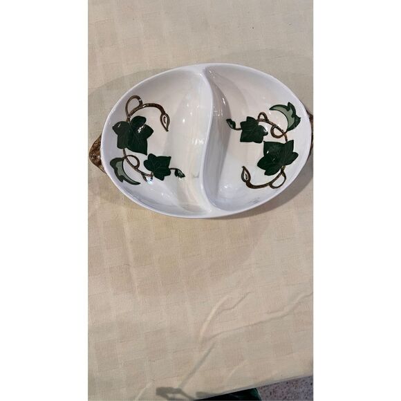 Vintage Metlox Poppytrail California Ivy Handpainted Divided Oval Vegetable Bowl - Picture 3 of 7